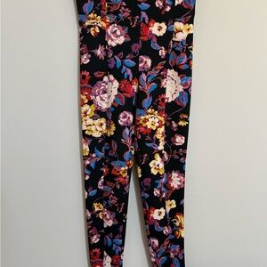 Zara Woman Floral Skinny Pants Size L NWT Ankle Zip